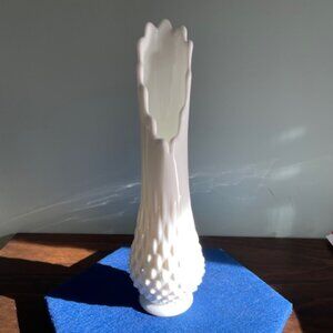 Tall Fenton Hobnail Milk Glass Vase